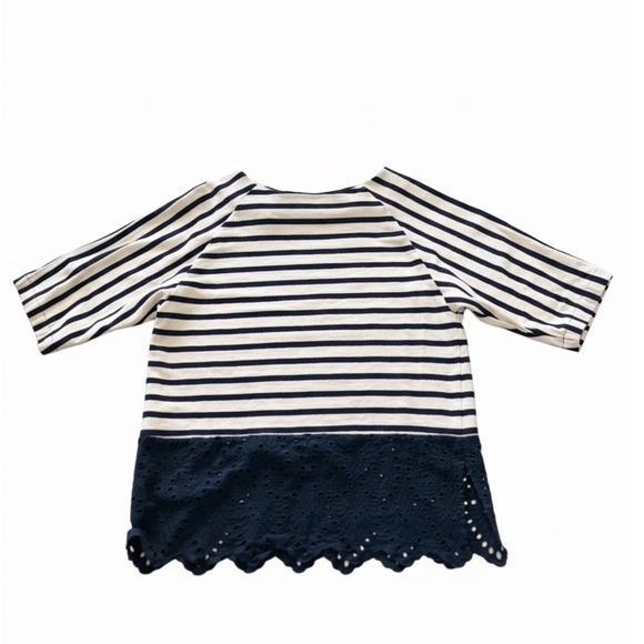 Vineyard Vines Striped Nautical Top Women’s Size L Eyelet Lace Hem Coastal Prep - Picture 2 of 7
